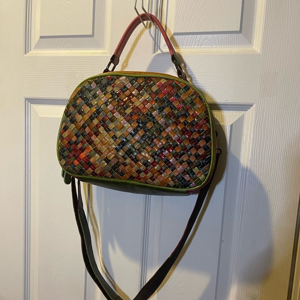 Ameri leather Multicolor Woven Satchel/shoulder B… - image 1
